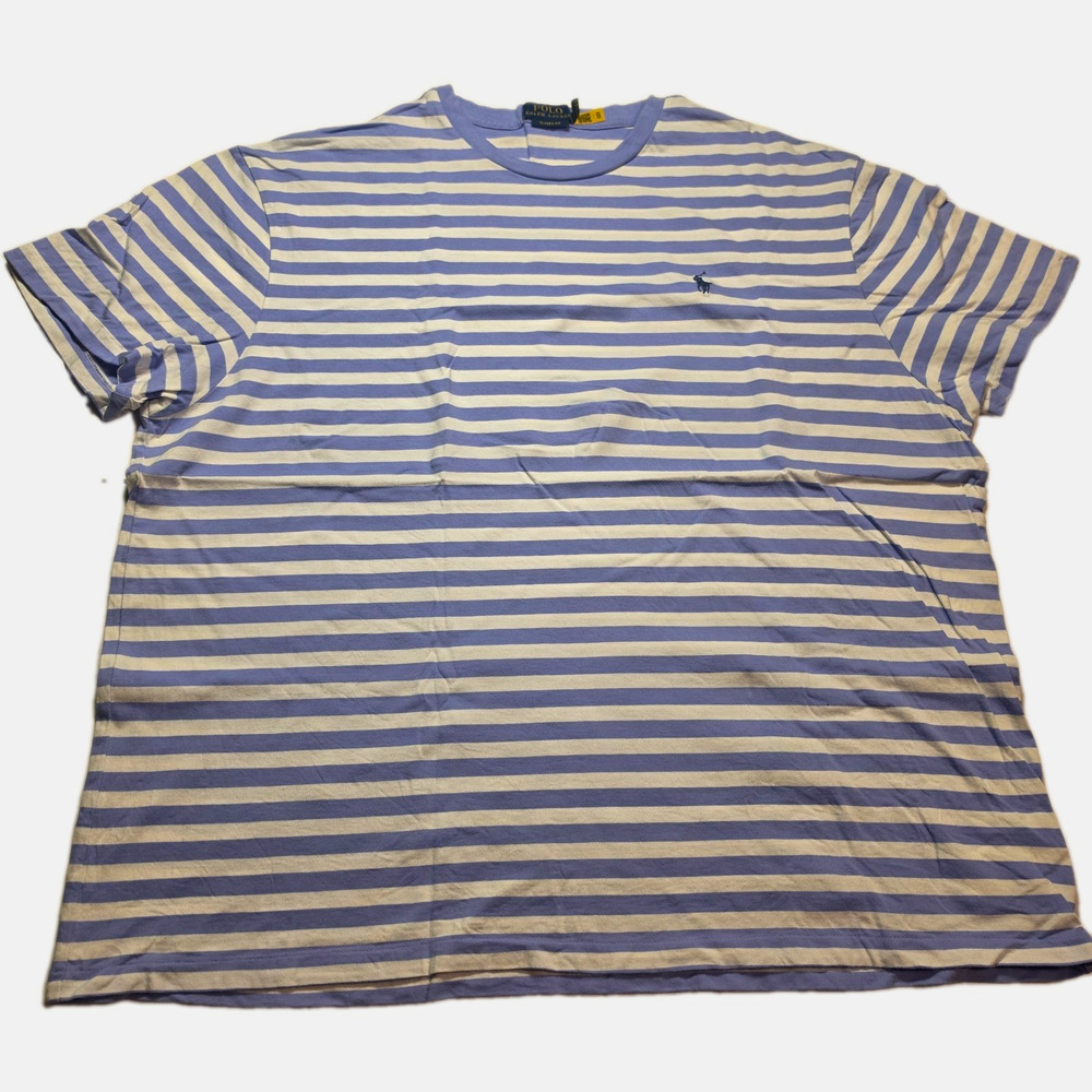 Polo Ralph Lauren Classic Fit Blue/White Striped Jersey Crewneck Tee Big 2X